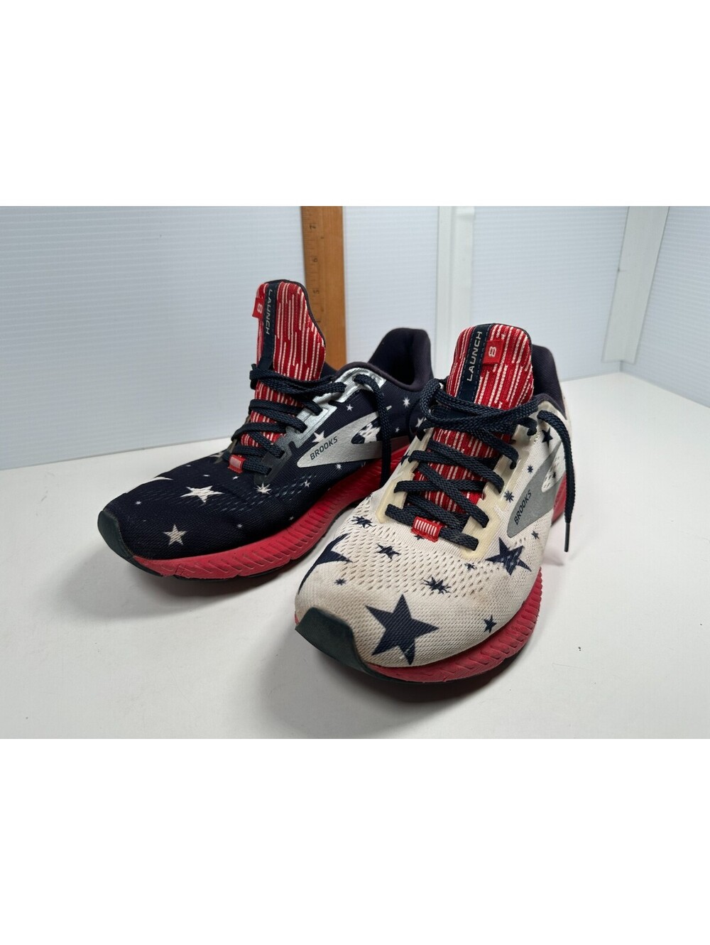 Brooks Launch 8 USA Stars Patriotic 4th Of July Sneakers Shoes Womens Sz 9.5 M